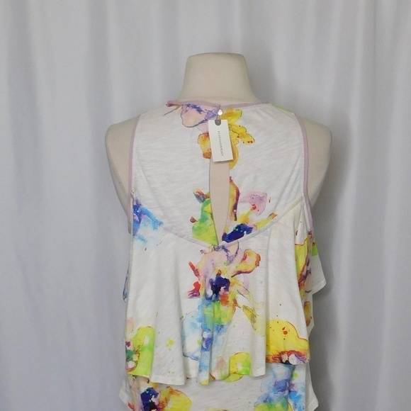 NWT!! Anthropologie MEADOW RUE Cantara Floral Knit Tiered Tank Top X-Small - Picture 11 of 15